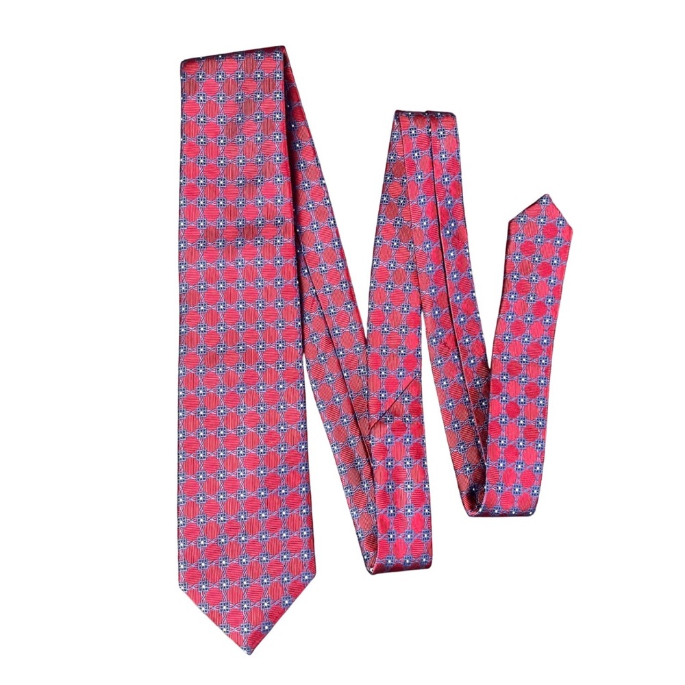 Jos. A. Bank Executive Collection Red Blue Geometric Silk Necktie 3.25" x 58"